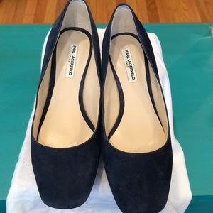 Karl lagerfeld Paris blue suede heels